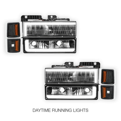 Chevrolet C3500 Cheyenne / LS / Scottsdale (1994 - 1999) C - LED DRL Headlights LH + RH