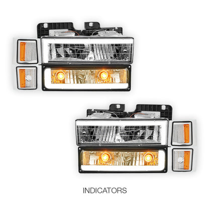 Chevrolet C3500 Cheyenne / LS / Scottsdale (1994 - 1999) C - LED DRL Headlights LH + RH
