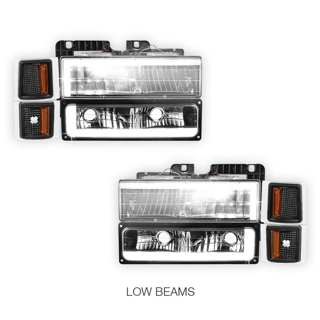 Chevrolet K1500 Suburban Silverado / LS / LT (1994 - 1999) C - LED DRL Headlights LH + RH