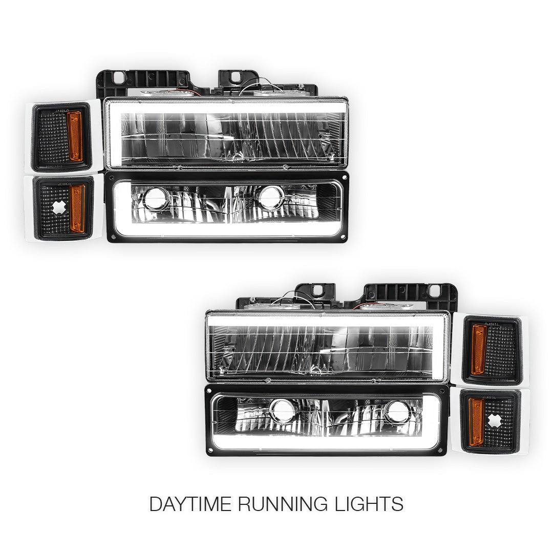 Chevrolet K2500 Cheyenne, Scottsdale, Silverado (1994 - 2000) C - LED DRL Headlights LH + RH