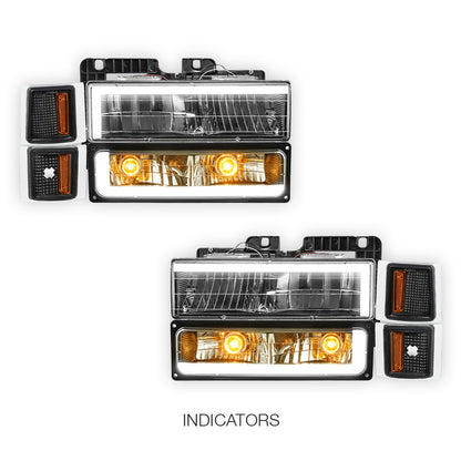 Chevrolet K3500 Cheyenne / Silverado (1994 - 2000) C - LED DRL Headlights LH + RH