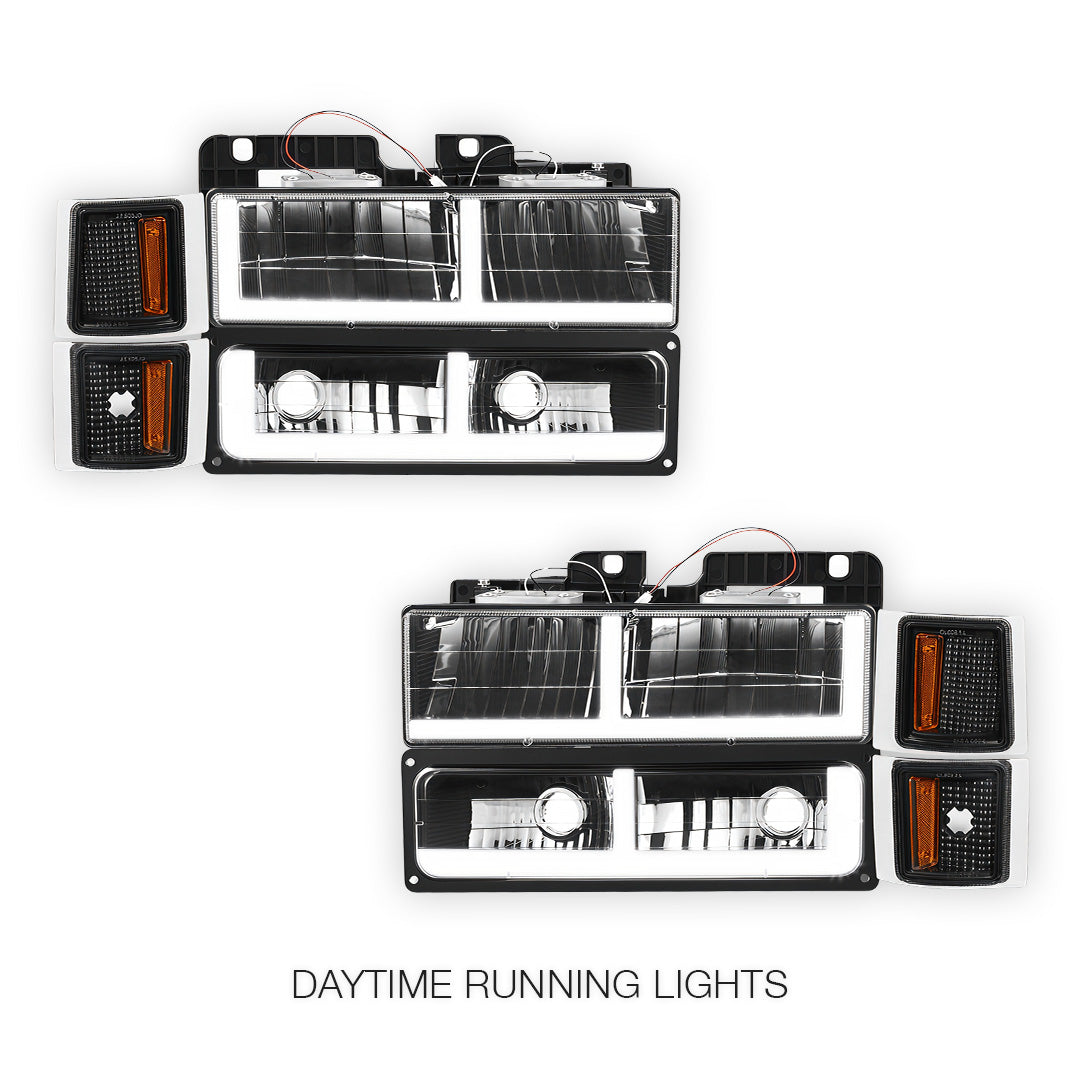Chevrolet C1500 Suburban Silverado / LS / LT (1994 - 1999) F - LED DRL Headlights LH + RH