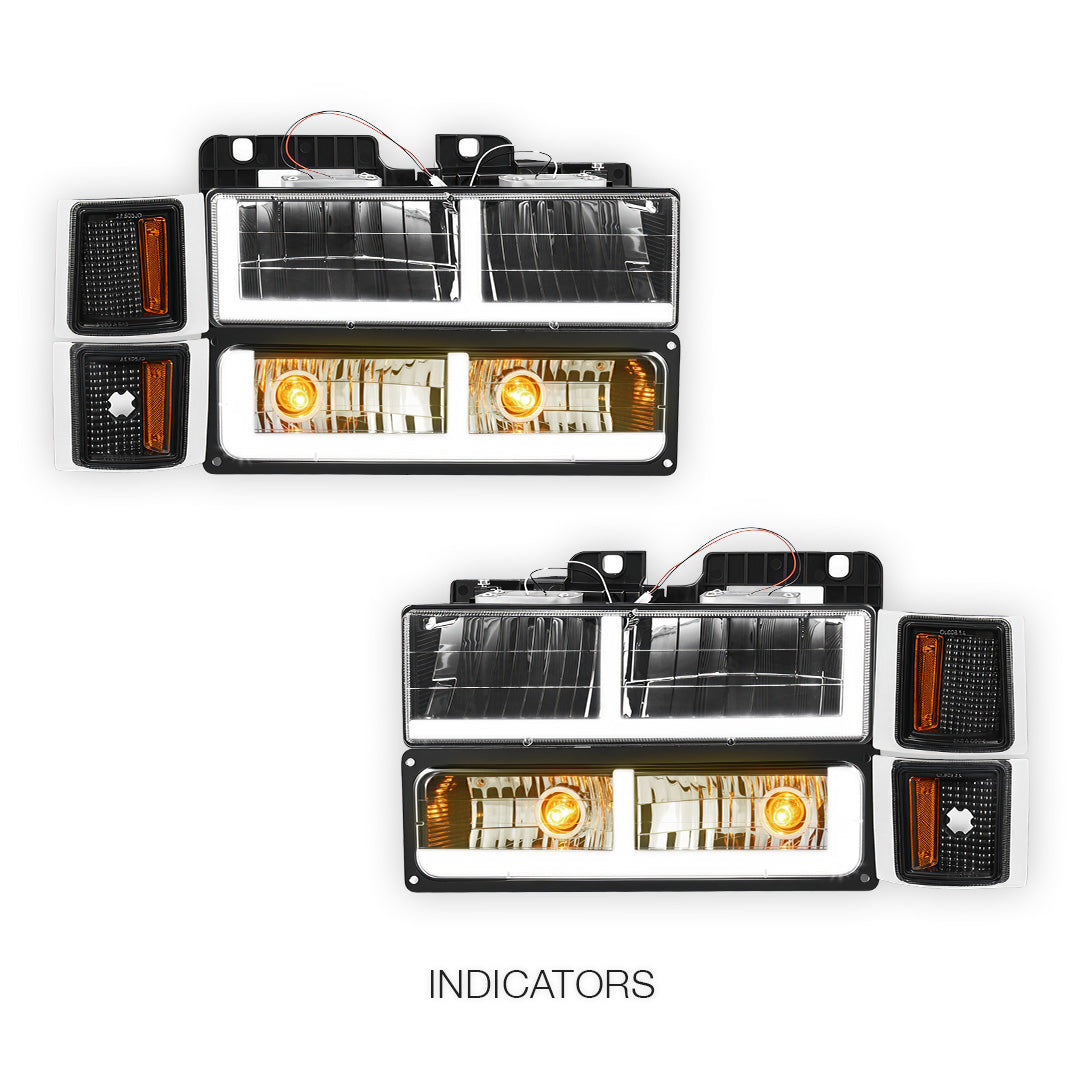 Chevrolet C1500 Suburban Silverado / LS / LT (1994 - 1999) F - LED DRL Headlights LH + RH