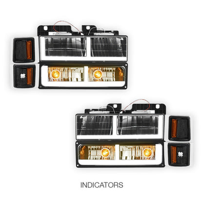 Chevrolet C1500 Suburban Silverado / LS / LT (1994 - 1999) F - LED DRL Headlights LH + RH
