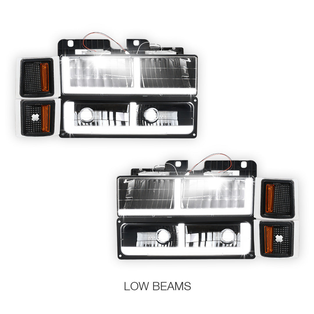 Chevrolet C1500 Suburban Silverado / LS / LT (1994 - 1999) F - LED DRL Headlights LH + RH