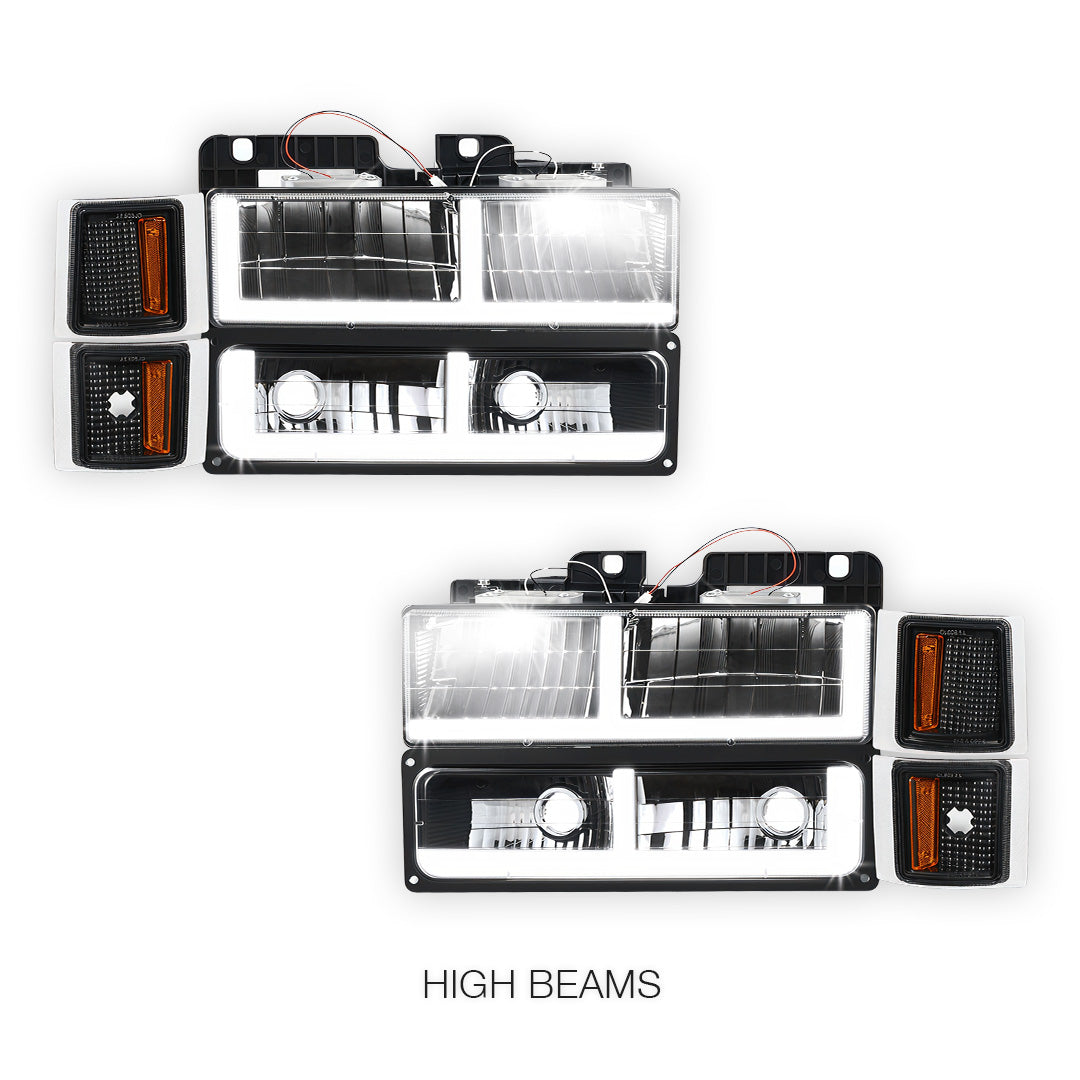 Chevrolet C1500 Suburban Silverado / LS / LT (1994 - 1999) F - LED DRL Headlights LH + RH
