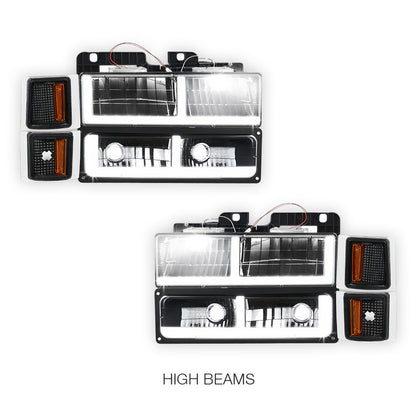 Chevrolet C1500 Suburban Silverado / LS / LT (1994 - 1999) F - LED DRL Headlights LH + RH