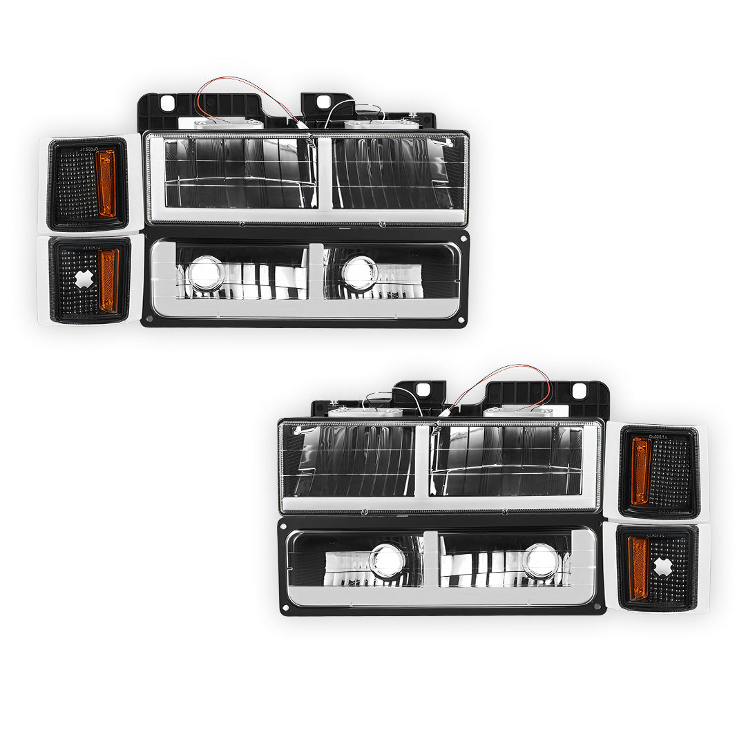 Chevrolet C1500 Suburban Silverado / LS / LT (1994 - 1999) F - LED DRL Headlights LH + RH