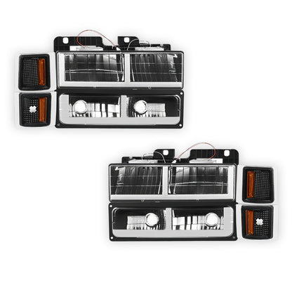 Chevrolet C1500 Suburban Silverado / LS / LT (1994 - 1999) F - LED DRL Headlights LH + RH