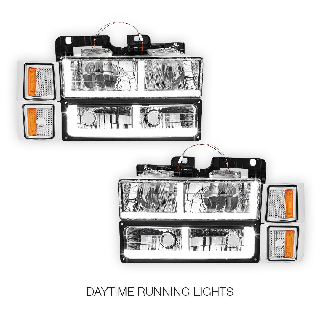 Chevrolet C1500 Suburban Silverado / LS / LT (1994 - 1999) F - LED DRL Headlights LH + RH