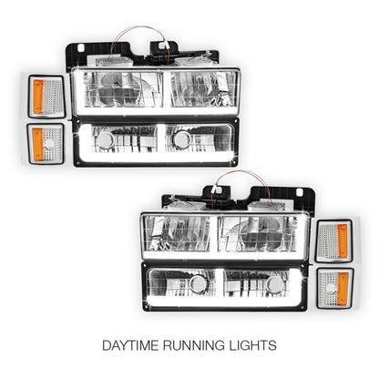 Chevrolet C1500 Suburban Silverado / LS / LT (1994 - 1999) F - LED DRL Headlights LH + RH