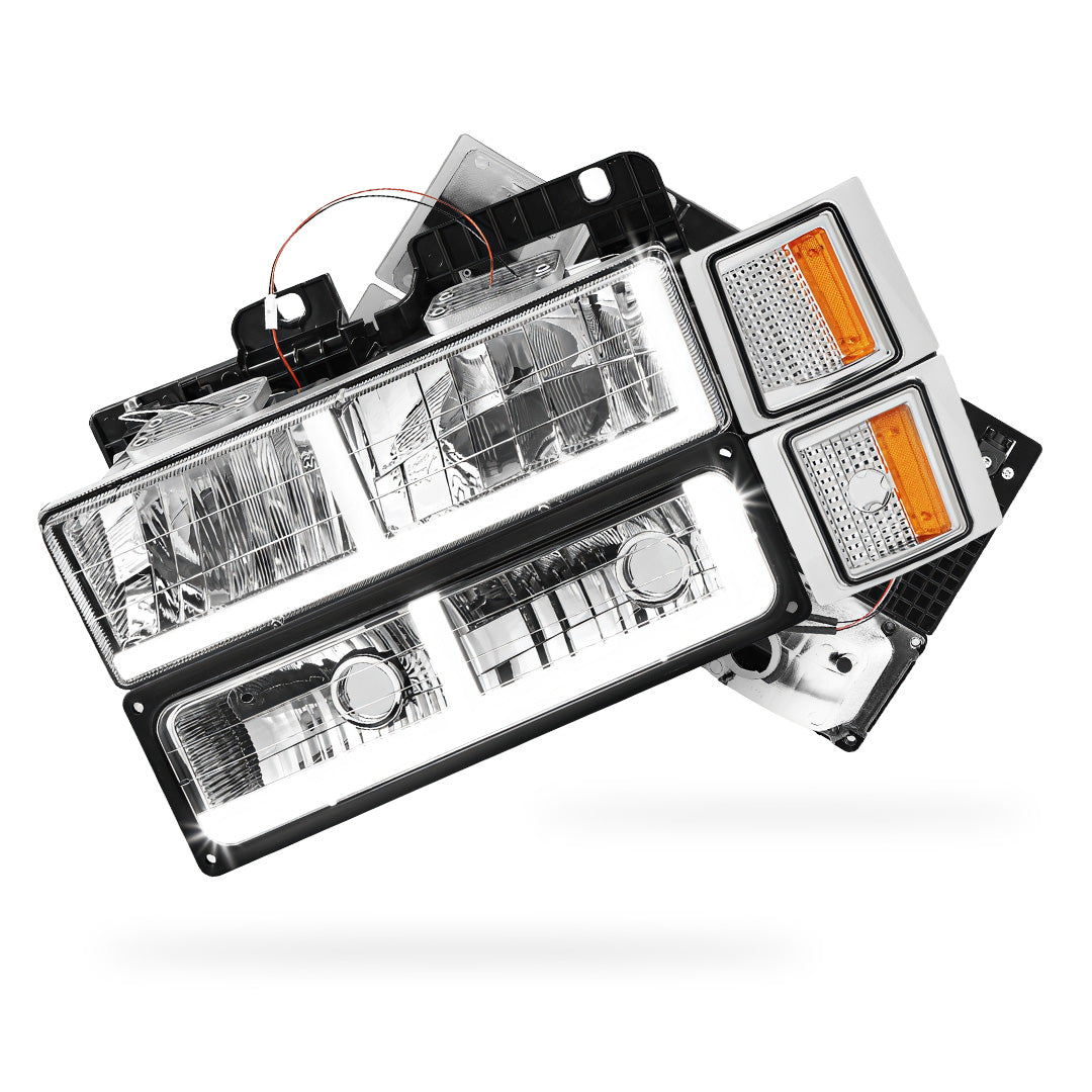 Chevrolet C1500 Suburban Silverado / LS / LT (1994 - 1999) F - LED DRL Headlights LH + RH