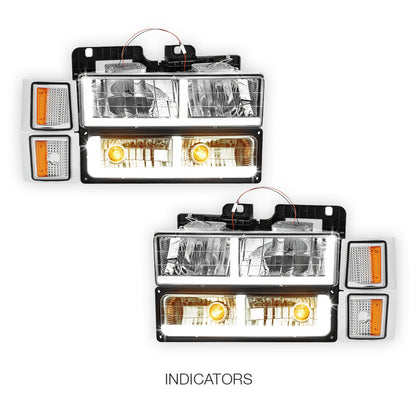Chevrolet C1500 Suburban Silverado / LS / LT (1994 - 1999) F - LED DRL Headlights LH + RH
