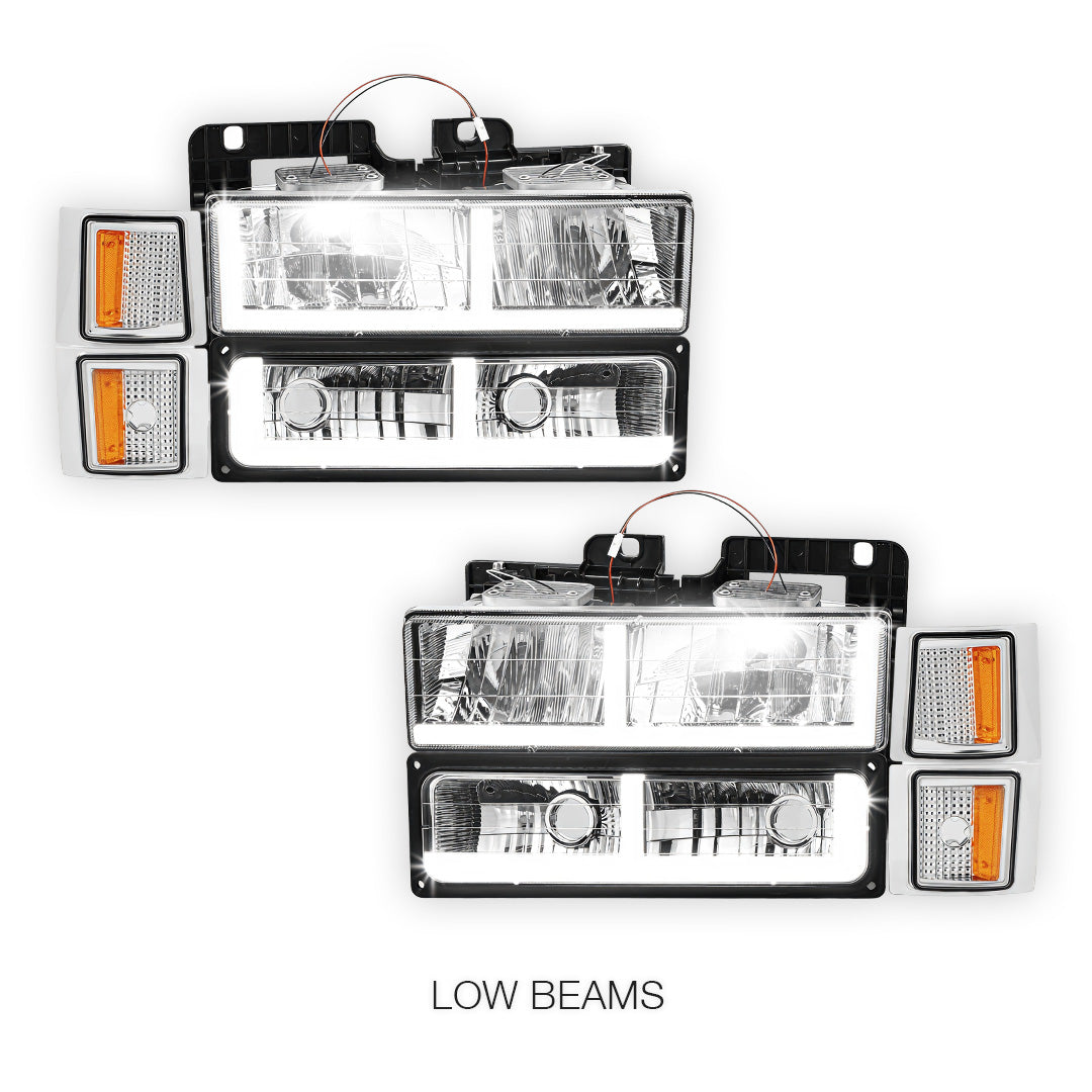 Chevrolet C1500 Suburban Silverado / LS / LT (1994 - 1999) F - LED DRL Headlights LH + RH
