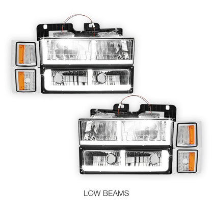 Chevrolet C1500 Suburban Silverado / LS / LT (1994 - 1999) F - LED DRL Headlights LH + RH