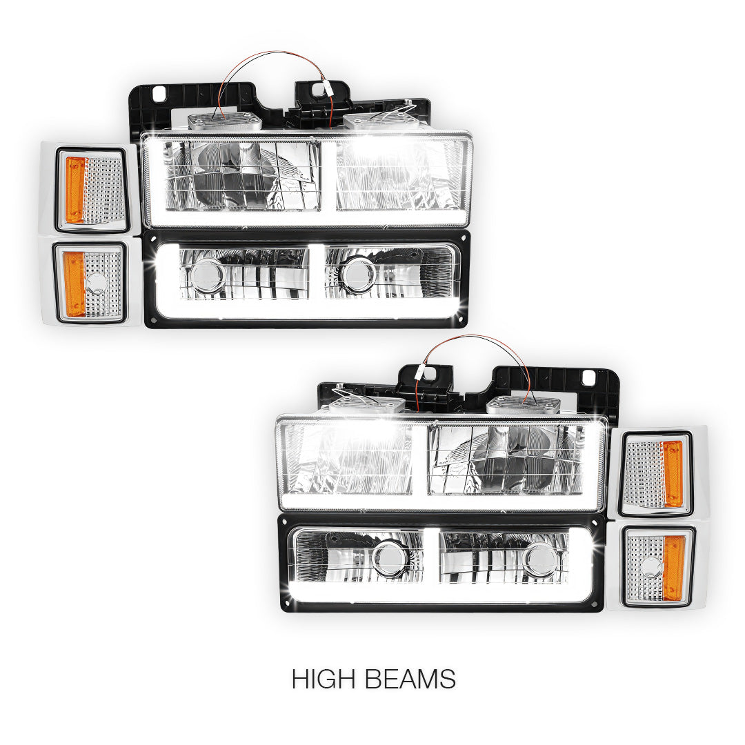 Chevrolet C1500 Suburban Silverado / LS / LT (1994 - 1999) F - LED DRL Headlights LH + RH
