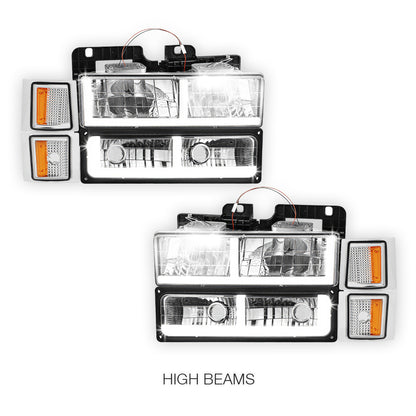 Chevrolet C1500 Suburban Silverado / LS / LT (1994 - 1999) F - LED DRL Headlights LH + RH