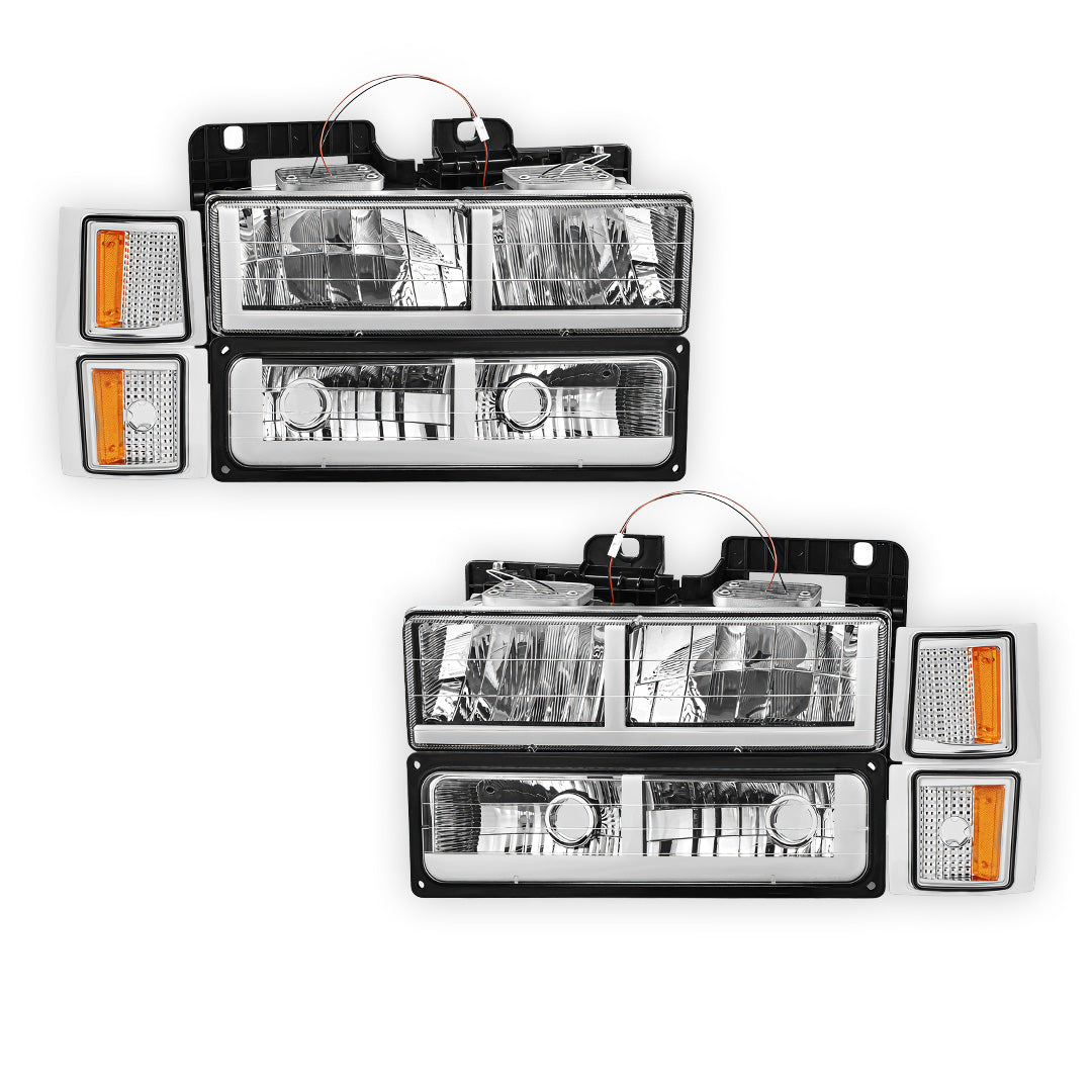Chevrolet C1500 Suburban Silverado / LS / LT (1994 - 1999) F - LED DRL Headlights LH + RH