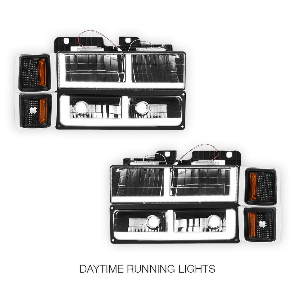 Chevrolet K1500 Cheyenne / Scottsdale / Silverado (1994 - 1999) F - LED DRL Headlights LH + RH