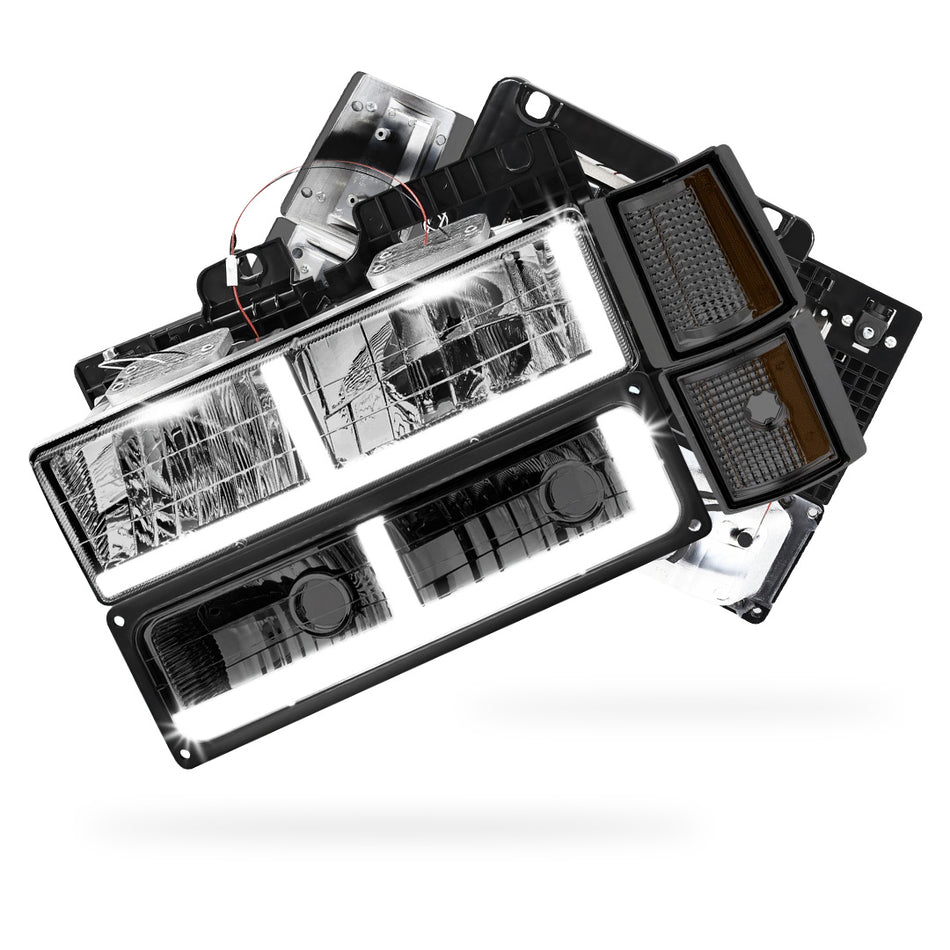 GMC C1500 SL / SLE / SLT (1994 - 1999) F - LED Bar DRL Headlights LH + RH