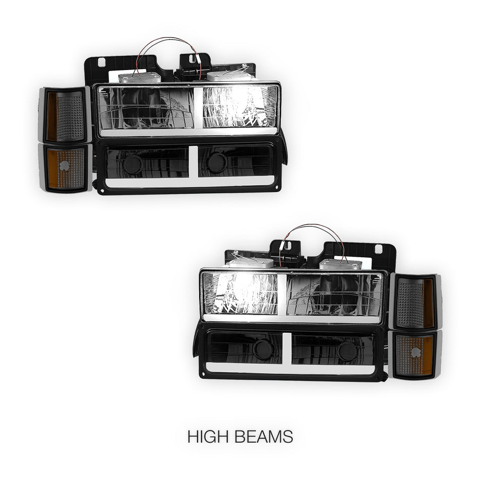 GMC C1500 SL / SLE / SLT (1994 - 1999) F - LED Bar DRL Headlights LH + RH