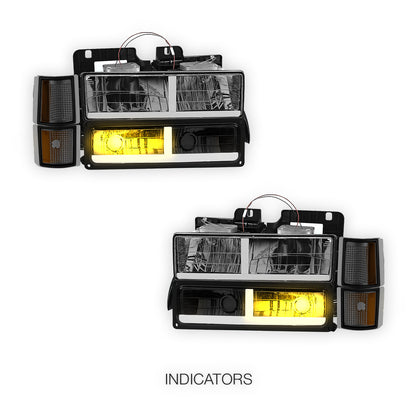 GMC C1500 SL / SLE / SLT (1994 - 1999) F - LED Bar DRL Headlights LH + RH
