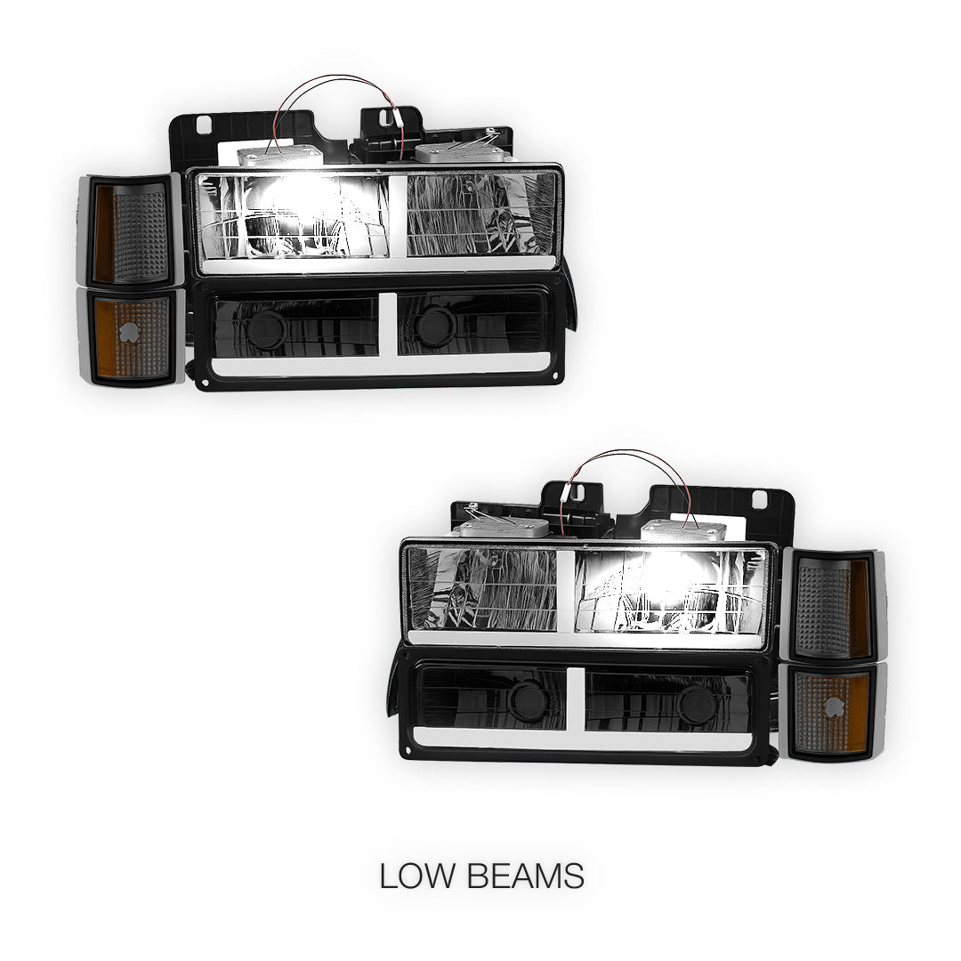 GMC C1500 SL / SLE / SLT (1994 - 1999) F - LED Bar DRL Headlights LH + RH