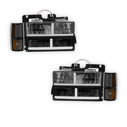 GMC C1500 SL / SLE / SLT (1994 - 1999) F - LED Bar DRL Headlights LH + RH