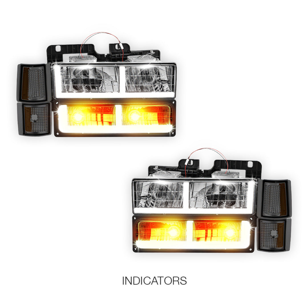 GMC Yukon Denali / SLE / SLT (1994 - 1999) F - LED Bar DRL Headlights LH + RH