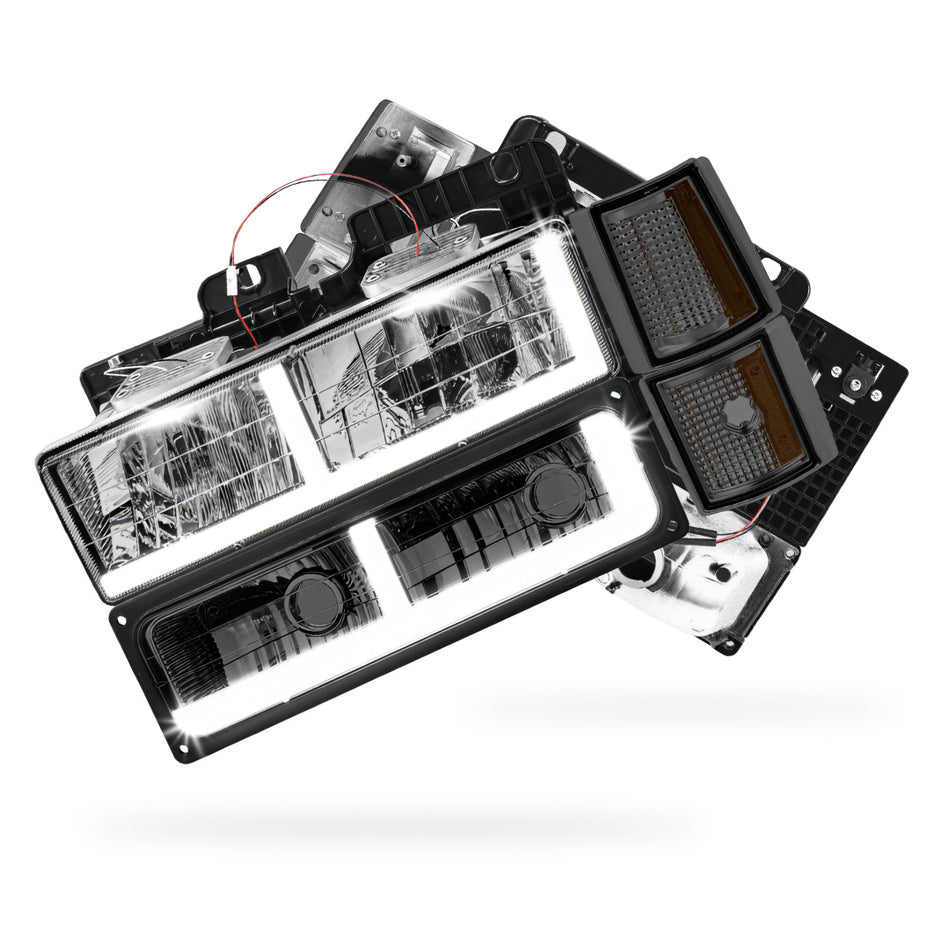 GMC C1500 Suburban SLE / SLT (1994 - 1999) F - LED Bar DRL Headlights LH + RH