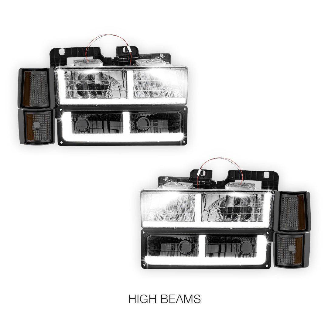 GMC C1500 Suburban SLE / SLT (1994 - 1999) F - LED Bar DRL Headlights LH + RH