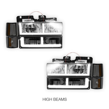GMC C1500 Suburban SLE / SLT (1994 - 1999) F - LED Bar DRL Headlights LH + RH