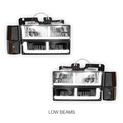 GMC C1500 Suburban SLE / SLT (1994 - 1999) F - LED Bar DRL Headlights LH + RH