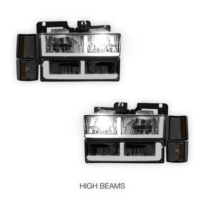 GMC K2500 Suburban SLE / SLT (1994 - 1999) F - LED Bar DRL Headlights LH + RH