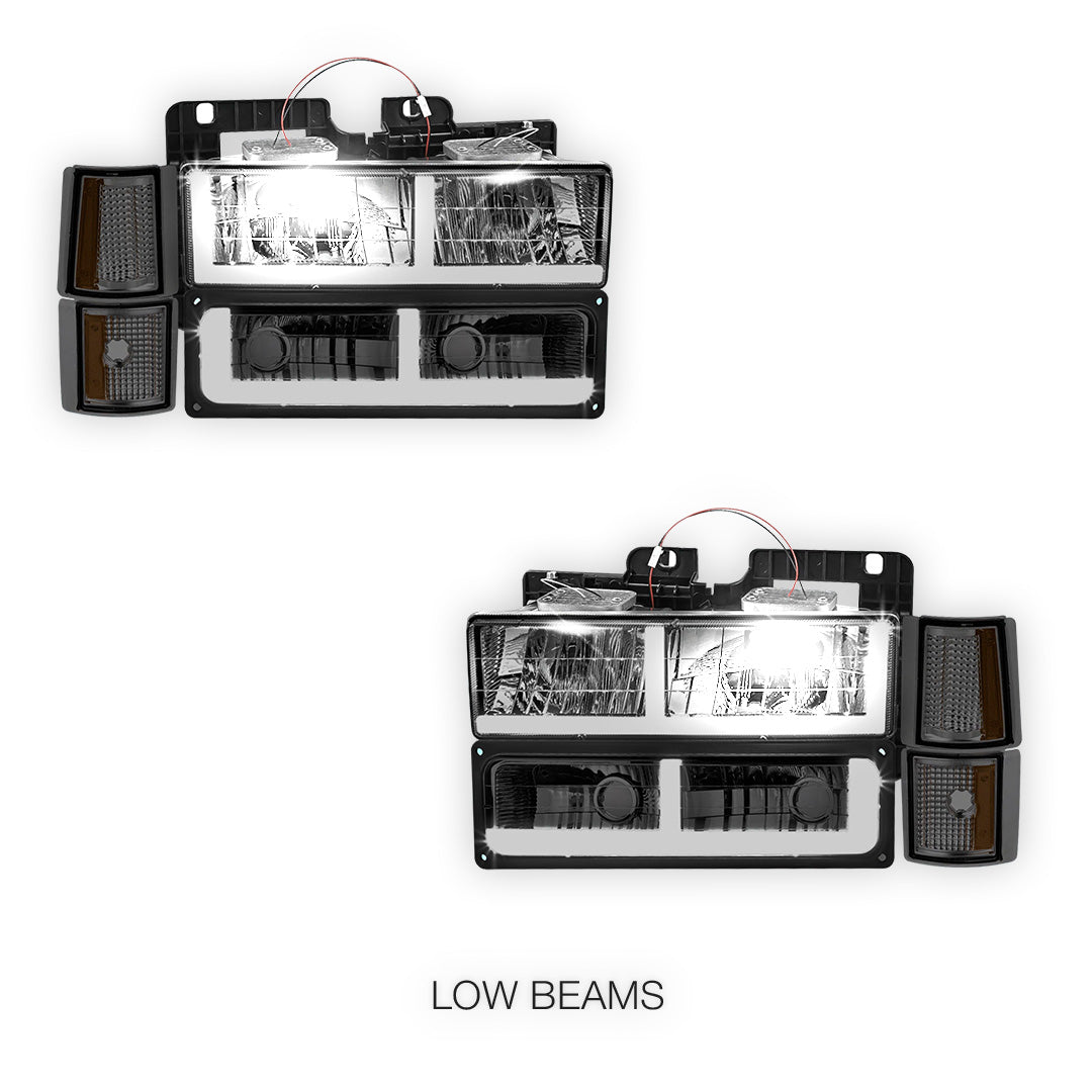 GMC C2500 Silverado / SLT / SLE (1994 - 2000) F - LED Bar DRL Headlights LH + RH