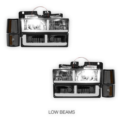 GMC C2500 Silverado / SLT / SLE (1994 - 2000) F - LED Bar DRL Headlights LH + RH