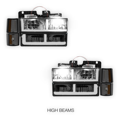 GMC C2500 Silverado / SLT / SLE (1994 - 2000) F - LED Bar DRL Headlights LH + RH