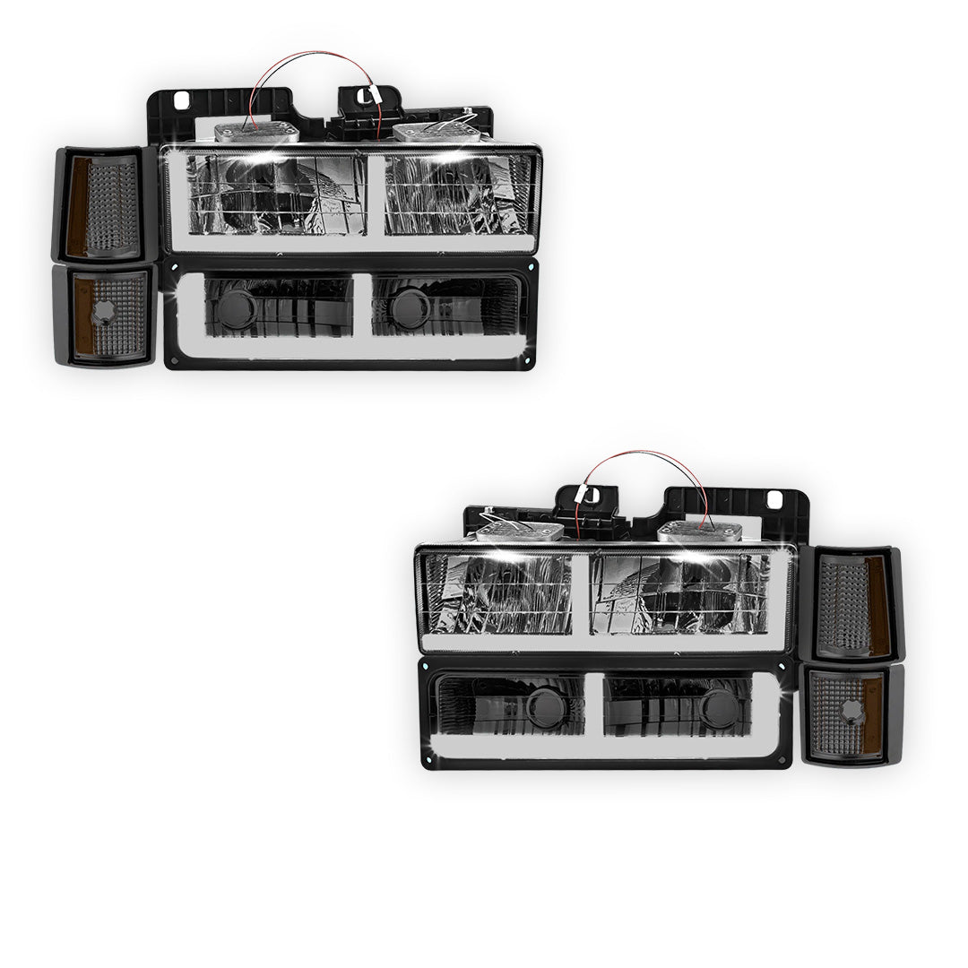GMC C2500 Silverado / SLT / SLE (1994 - 2000) F - LED Bar DRL Headlights LH + RH