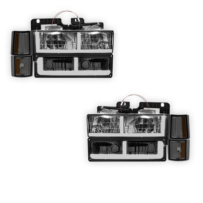 GMC C2500 Silverado / SLT / SLE (1994 - 2000) F - LED Bar DRL Headlights LH + RH