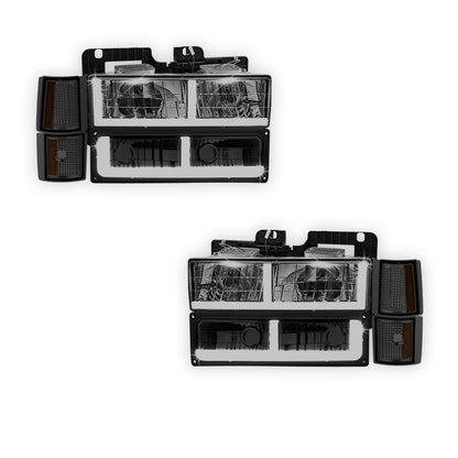 GMC K3500 Cheyenne / Scottsdale / SLE (1994 - 2000) F - LED Bar DRL Headlights LH + RH