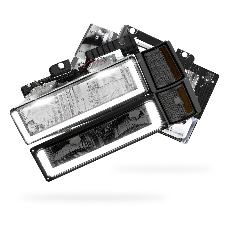 GMC C1500 SL / SLE / SLT (1994 - 1999) U - LED Bar DRL Headlights LH + RH