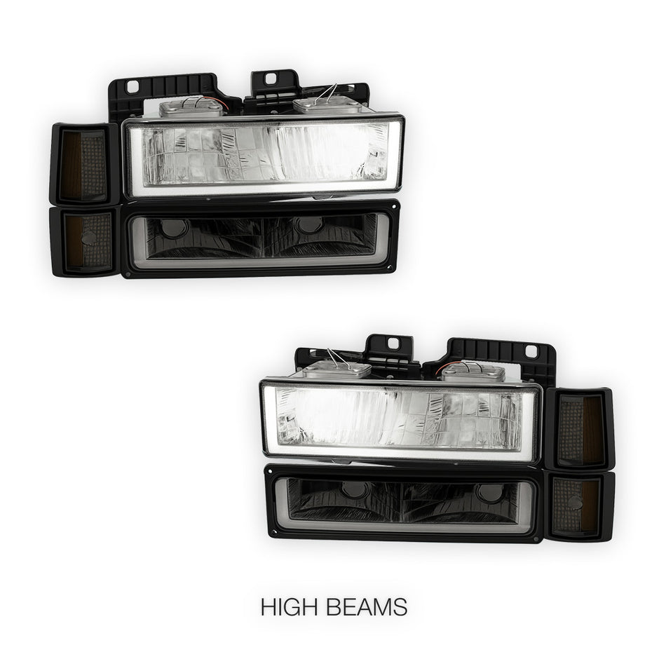 GMC C1500 SL / SLE / SLT (1994 - 1999) U - LED Bar DRL Headlights LH + RH