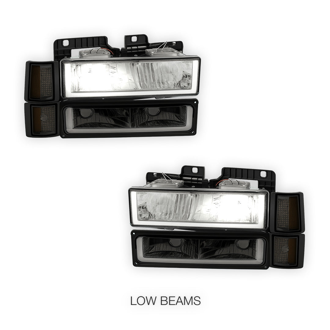 GMC C1500 SL / SLE / SLT (1994 - 1999) U - LED Bar DRL Headlights LH + RH