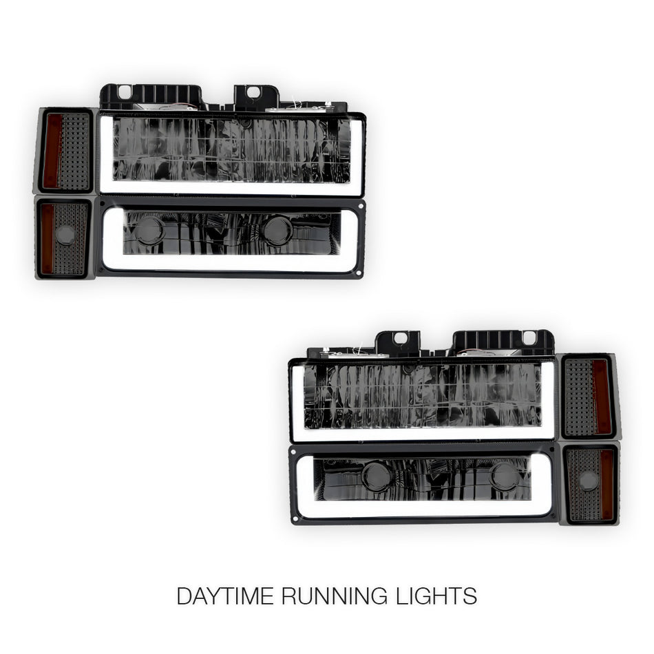 GMC Yukon Denali / SLE / SLT (1994 - 1999) U - LED Bar DRL Headlights LH + RH