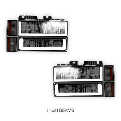 GMC Yukon Denali / SLE / SLT (1994 - 1999) U - LED Bar DRL Headlights LH + RH