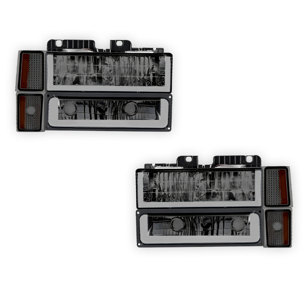 GMC Yukon Denali / SLE / SLT (1994 - 1999) U - LED Bar DRL Headlights LH + RH