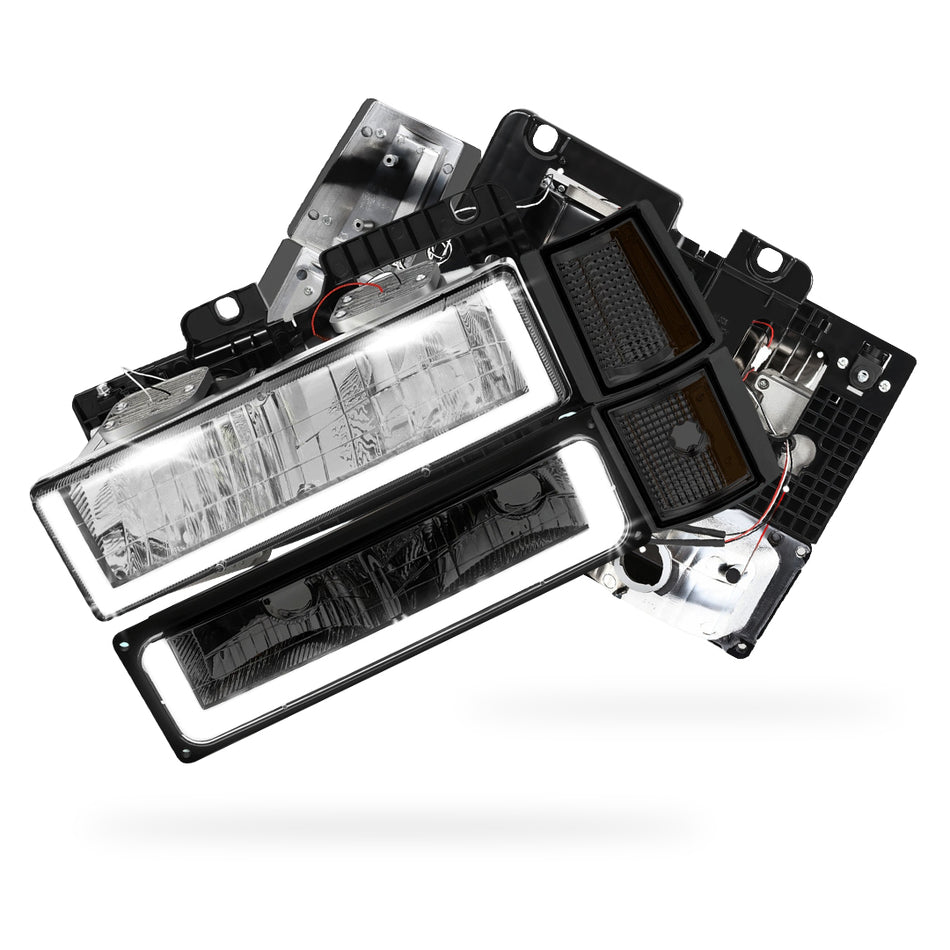 GMC K2500 Suburban SLE / SLT (1994 - 1999) U - LED Bar DRL Headlights LH + RH