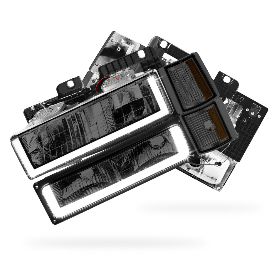 GMC C2500 Silverado / SLT / SLE (1994 - 2000) U - LED Bar DRL Headlights LH + RH