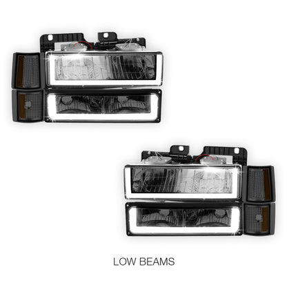 GMC C2500 Silverado / SLT / SLE (1994 - 2000) U - LED Bar DRL Headlights LH + RH