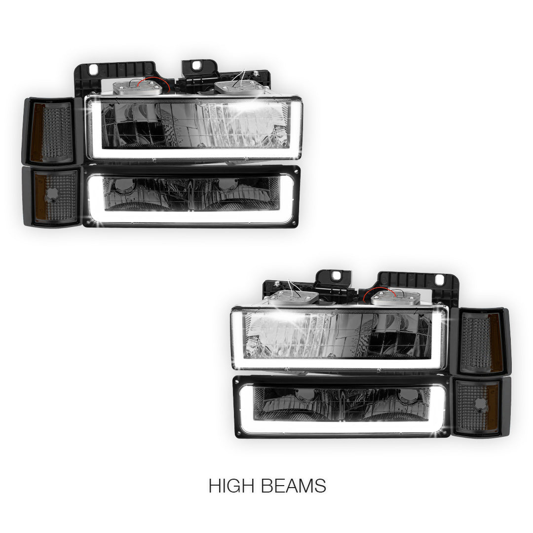 GMC C2500 Silverado / SLT / SLE (1994 - 2000) U - LED Bar DRL Headlights LH + RH